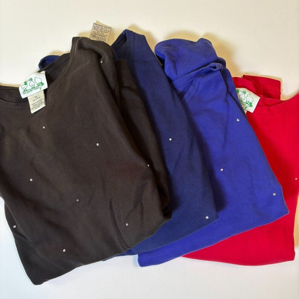 Quacker Factory Rhinestone T-Shirts Lot of 4 Womens Plus 2X Short Sleeve Casual